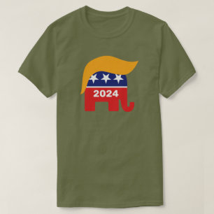 President Trump 2024 Republikansk Elefant Hår Logo T Shirt