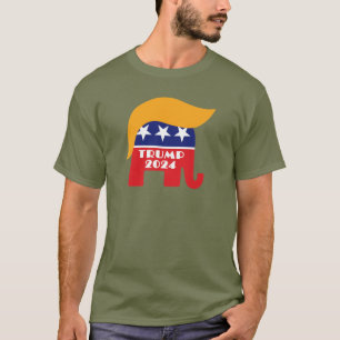 President Trump 2024 Republikansk Elefant Hår Logo T Shirt