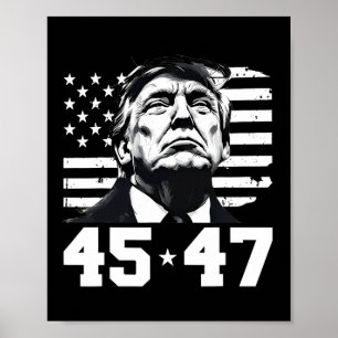 President Trump 45 47 American Flagga Trump Vance Poster