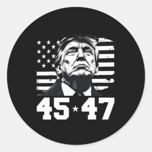 President Trump 45 47 American Flagga Trump Vance Runt Klistermärke