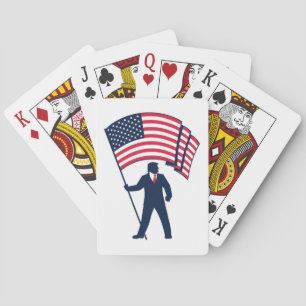 President Trump Bearing the USA Flagga Casinokort