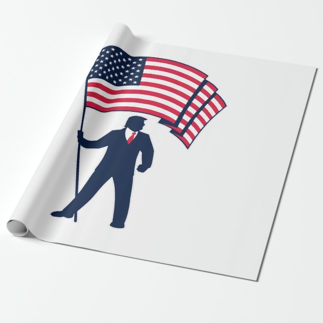 President Trump Bearing the USA Flagga Presentpapper (Utrullad)