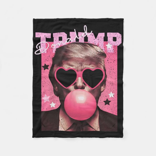 President Trump blåser bubbelgum Roligt rosa bubbl Fleecefilt (Framsidan)