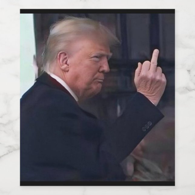 President Trump ger fingret Vinflaska Etikett (Singel etikett)