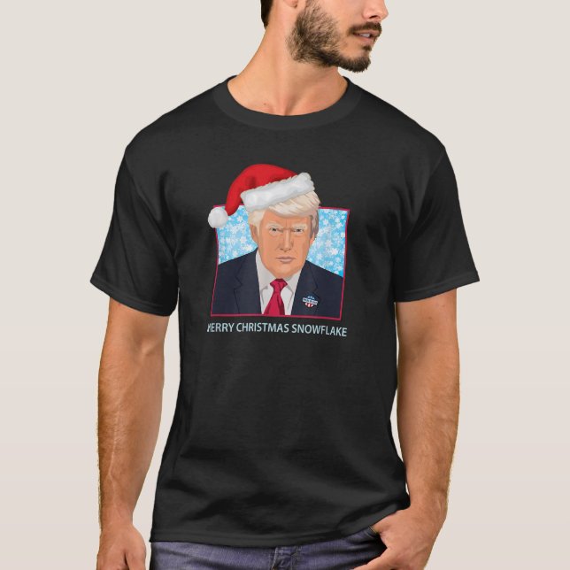 President Trump God jul Snowflake Lycklig Ho T Shirt (Framsida)