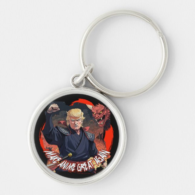 President Trump Gör djuren Underbara igen Rund Silverfärgad Nyckelring (Framsidan)