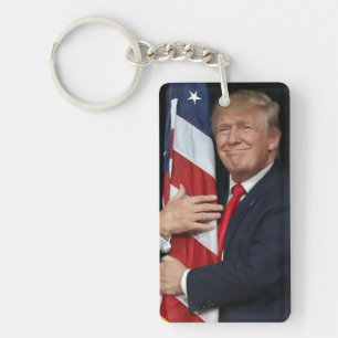 President Trump Hugger den amerikanska Flagga Nyckelring