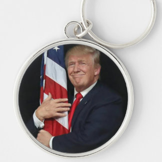 President Trump Hugger, den amerikanska Flagga Rund Silverfärgad Nyckelring