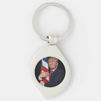 President Trump Hugger, den amerikanska Flagga Swirl Silverfärgad Nyckelring