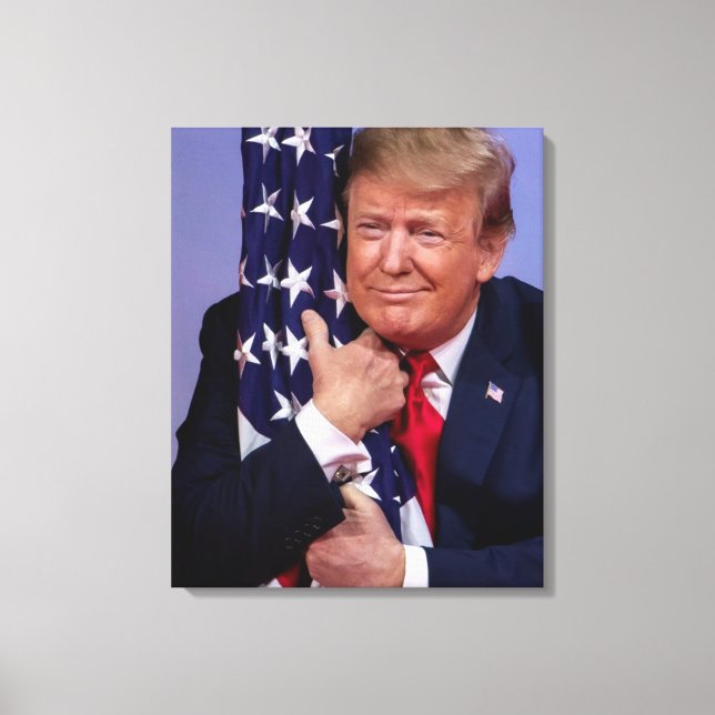 President Trump Hugger Flagga Canvastryck (Framsida)