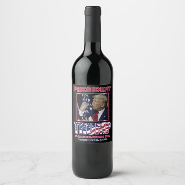 President Trump Inauguration Vinflaska Etikett (Framsida)