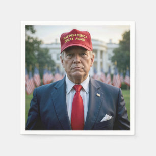 President Trump med röd hatt Pappersservett