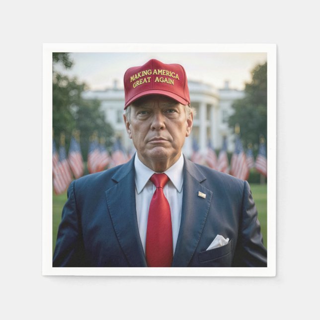 President Trump med röd hatt Pappersservett (Framsidan)