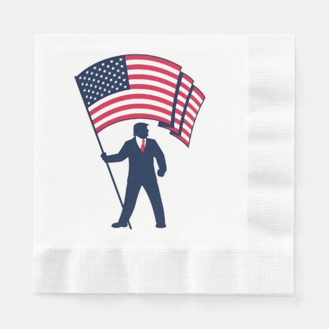 President Trump med USA:s flagga  Pappersservett (Framsidan)
