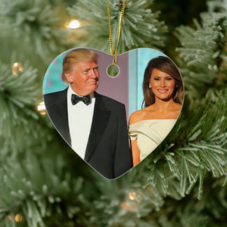 President Trump och första Dam Melania Trump Julgransprydnad Keramik