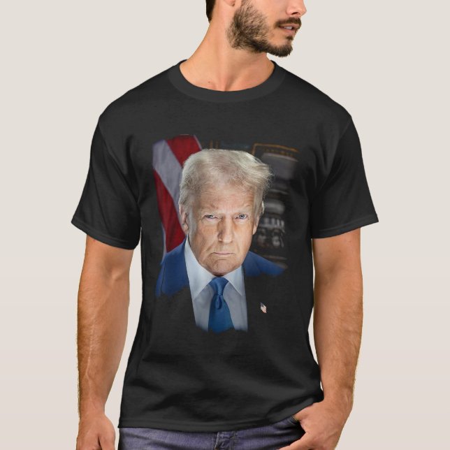 President Trump Officiell Inauguration Porträtt T Shirt (Framsida)