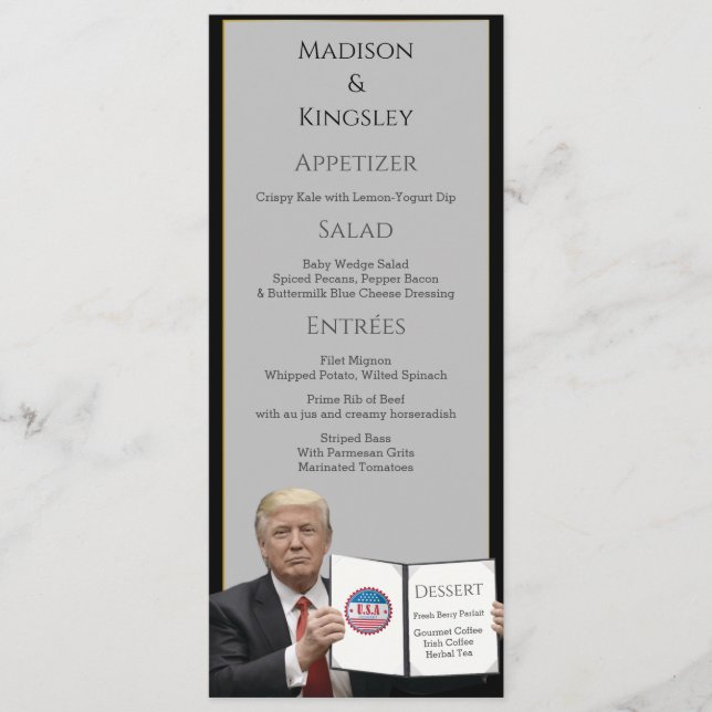 President Trump 📜 Patriotic Bröllop Anpassningsba Meny (Framsida)