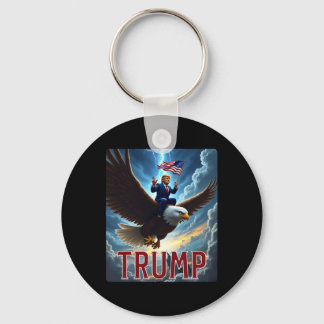 President Trump Ridning På En Örn. Patriotisk Poli Nyckelring