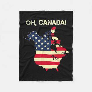 President Trump Say Oh Canada Karta American Flagg Fleecefilt