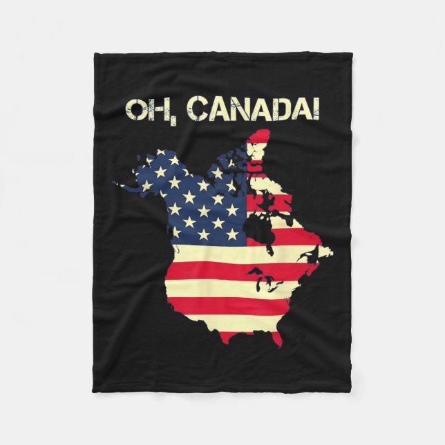 President Trump Say Oh Canada Karta American Flagg Fleecefilt (Framsidan)