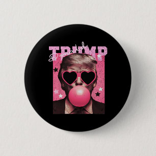 President Trump som blåser bubbelgum Roligt rosa b Knapp