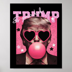 President Trump som blåser bubbelgum Roligt rosa b Poster