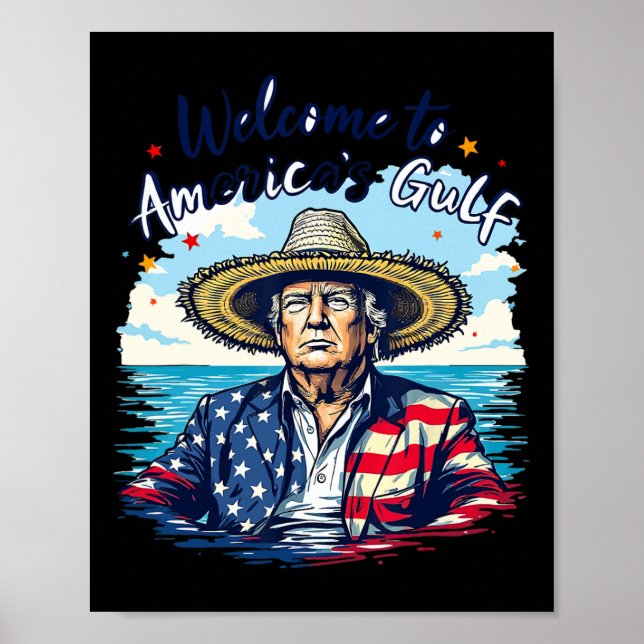 President Trump Sombrero Design Amerikanska Bukt M Poster (Framsidan)