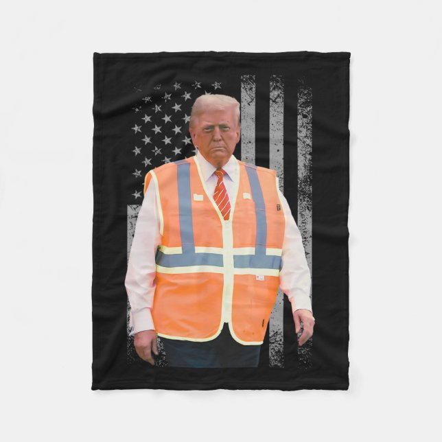President Trump Sopor Lastbil Worker Vest USA flag Fleecefilt (Framsidan)