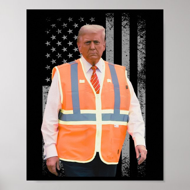 President Trump Sopor Lastbil Worker Vest USA flag Poster (Framsidan)