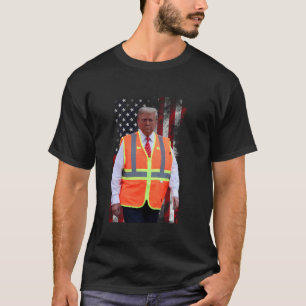 President Trump Sopor Lastbil Worker Vest USA flag T Shirt