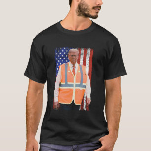 President Trump Sopor Lastbil Worker Vest USA flag T Shirt