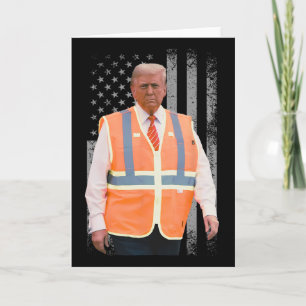 President Trump Soptrastbil Arbetare Väst Usa Flag Kort
