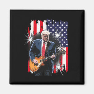 President Trump spelar Guitar med oss Flagga Ckgro Magnet