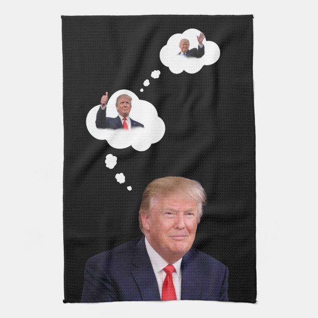 President Trump Thinking in Cloud fUNNY  Kökshandduk (Vertikal)