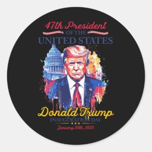 President Trump Usa Inauguration Day 2025 Memorabi Runt Klistermärke