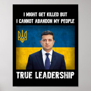 President Volodymyr Zelensky Ukraina Ukrainsk Flag Poster