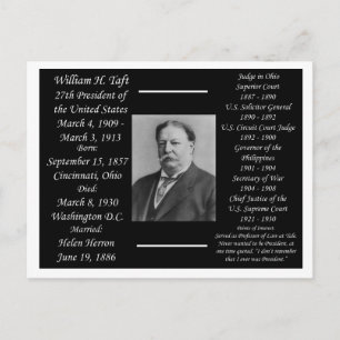 President William H Taft Vykort