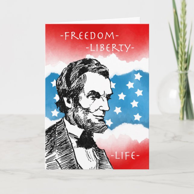 Presidentdagen, Abraham Lincoln, Patriotic Kort (Framsida)