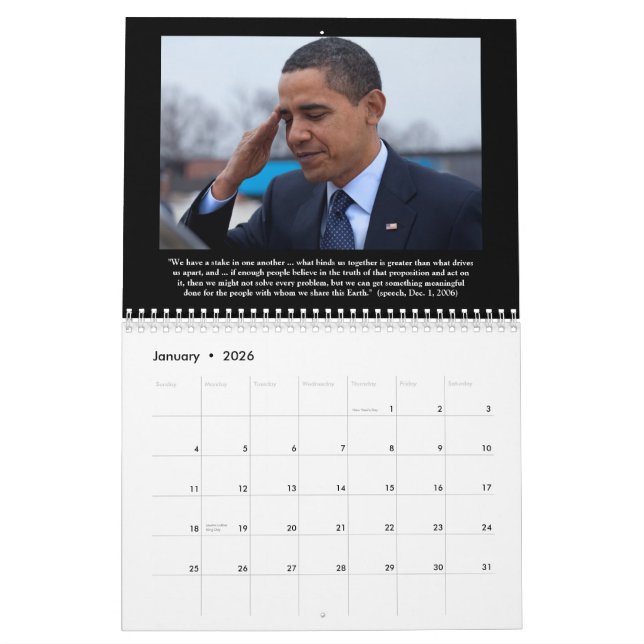 Presidenten Barack Obama citerar kalender 2013 (Jan 2026)