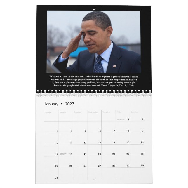 Presidenten Barack Obama citerar kalender 2013 (Jan 2027)