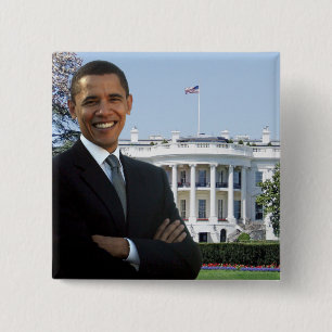 Presidenten Barack Obama - kvadrera klämmer fast Knapp