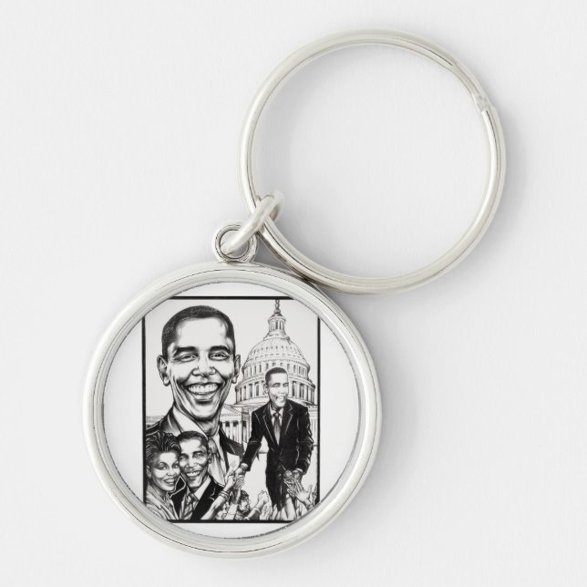 Presidenten - Keychain Rund Silverfärgad Nyckelring (Framsidan)