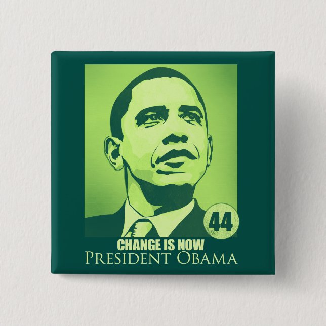 Presidenten Obama, ändring är grön knäppas nu Knapp (Framsida)