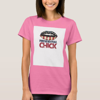 Presidentens Chick RED WHITE och BLUE LÄPPAR Tee Shirt
