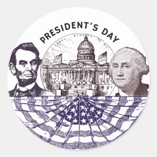 Presidentens dag Klassisk Vintage Patriotisk Rund Runt Klistermärke