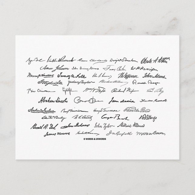 Presidentens Namnteckning (Förenade Stater-talmänn Vykort (Framsida)