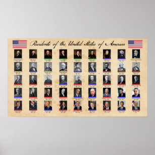 Presidenter i United Stater Chart Poster