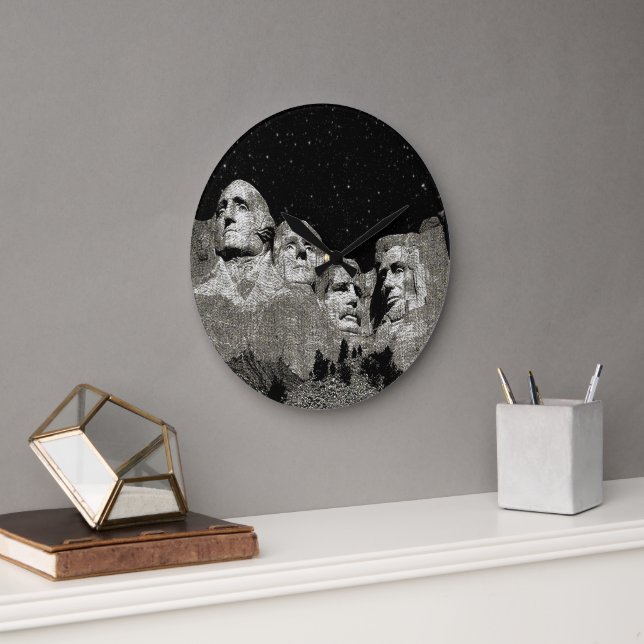 Presidenter Montera Rushmore Graphic Art, Wall Clo Stor Klocka (Kontor)