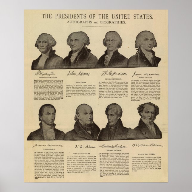 Presidenter USA, autografier, biografier 2 Poster (Framsidan)