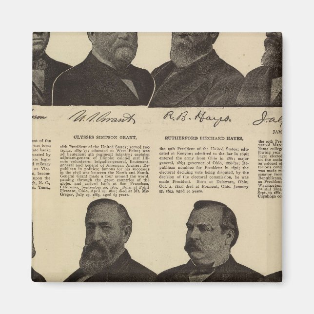 Presidenter USA, autografier, biografier Magnet (Framsidan)
